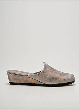 Chaussons/pantoufles tissage satiné talon de 4 à 6cm gris HELLER femme