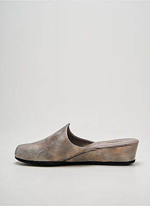 Chaussons/pantoufles tissage satiné talon de 4 à 6cm gris HELLER femme