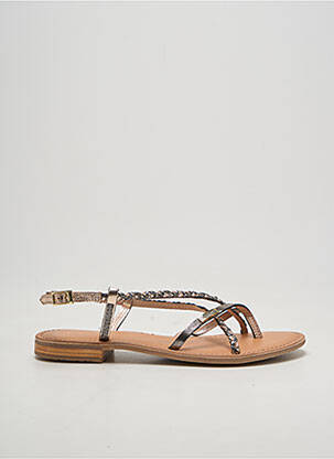 Tongs tissage satiné talon plat jusqu'à 3cm or LES TROPEZIENNES PAR M.BELARBI femme