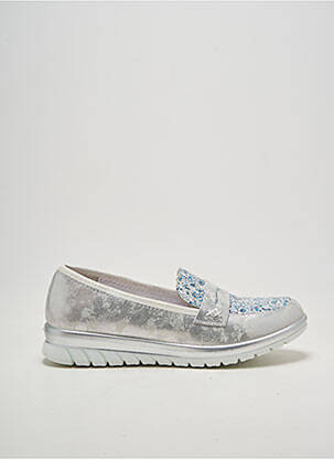 Mocassins tissage satiné talon plat jusqu'à 3cm argent INEA femme