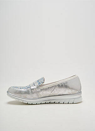 Mocassins tissage satiné talon plat jusqu'à 3cm argent INEA femme