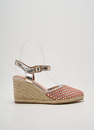 Espadrilles tissage satiné talon de 7 à 9cm or EMILIE KARSTON femme