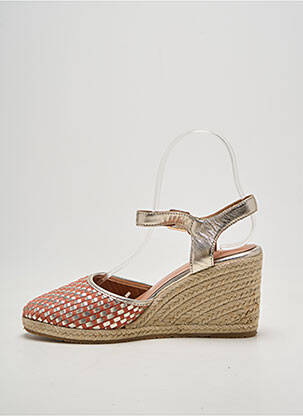 Espadrilles tissage satiné talon de 7 à 9cm or EMILIE KARSTON femme
