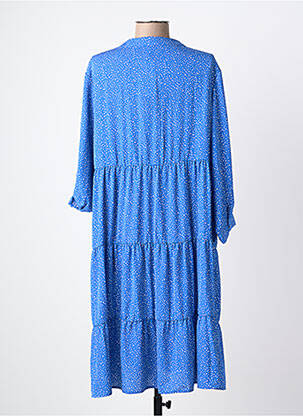 Robe mi-longue imprimé fantaisie manches longues bleu WORLD FASHION femme