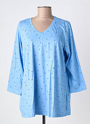 Top imprimé fantaisie manches longues bleu ZHENZI femme