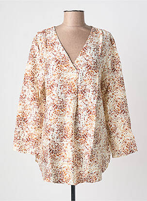 Blouse imprimé fantaisie manches longues marron CHRISTY femme
