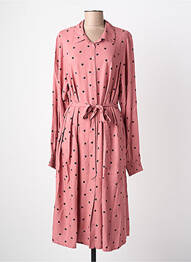 Robe mi-longue imprimé fantaisie manches longues rose ZHENZI femme