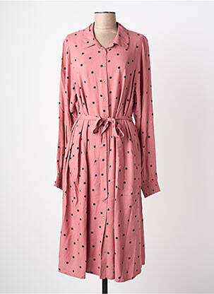 Robe mi-longue imprimé fantaisie manches longues rose ZHENZI femme