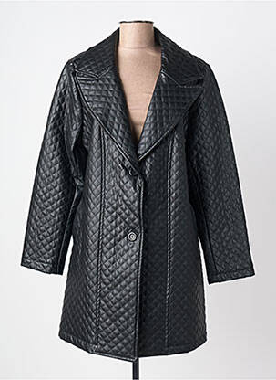 Manteau long coupe droite sans capuche noir VETISTYLE femme