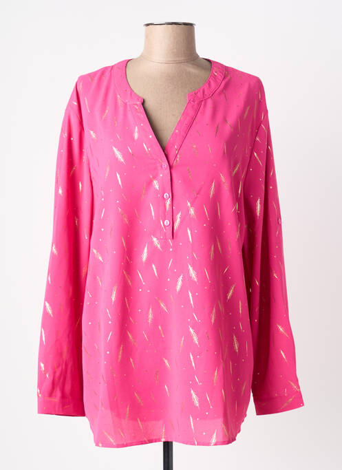 Blouse imprimé fantaisie manches longues rose CHRISTY femme