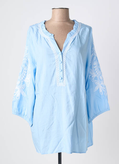 Blouse col rond manches longues bleu ZHENZI femme