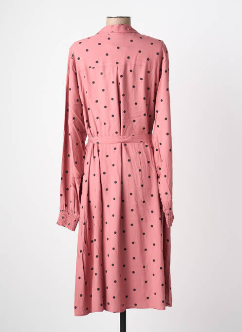 Robe mi-longue imprimé fantaisie manches longues rose ZHENZI femme