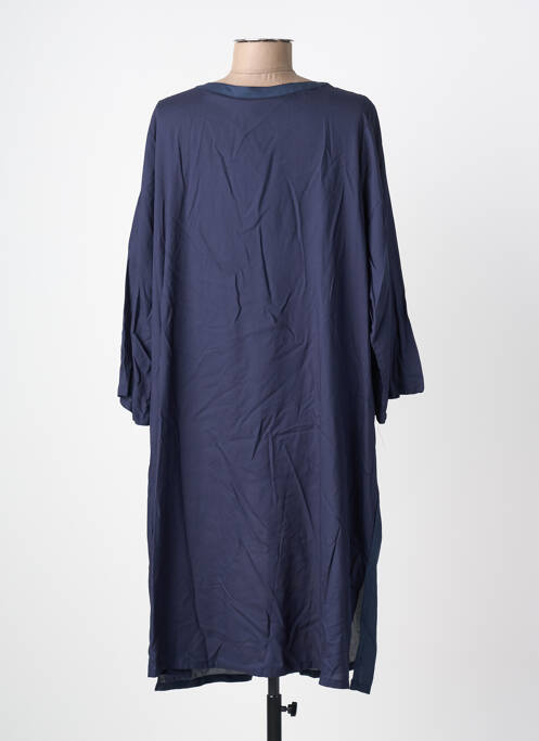 Robe mi-longue manches longues manches longues bleu ZHENZI femme
