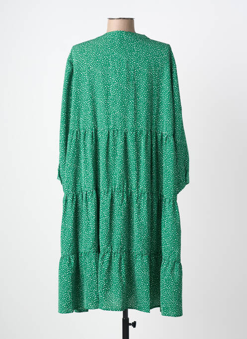 Robe mi-longue imprimé fantaisie manches longues vert WORLD FASHION femme