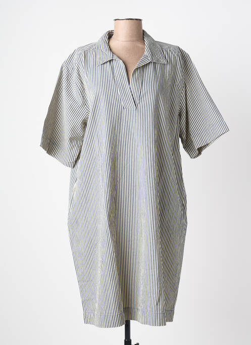 Robe mi-longue imprimé fantaisie manches courtes bleu KAFFE femme