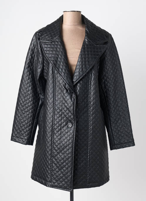 Manteau long coupe droite sans capuche noir VETISTYLE femme