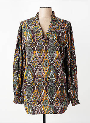 Blouse tissage popeline manches longues marron ZHENZI femme