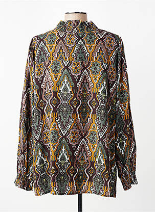 Blouse imprimé fantaisie manches longues marron ZHENZI femme
