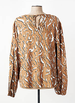 Blouse col rond manches longues marron KAFFE femme