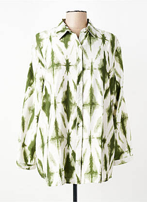 Chemisier tissage crêpe manches longues vert CHRISTY femme