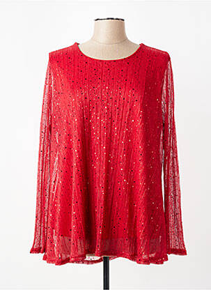 Top coupe fluide manches longues rouge VETISTYLE femme