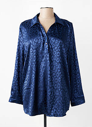 Tunique manches longues col chemisier bleu CHRISTY femme