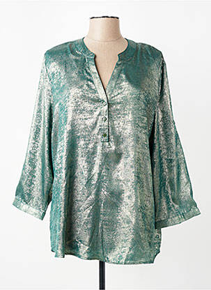 Tunique manches longues fermeture boutonnée sur le devant vert CHRISTY femme