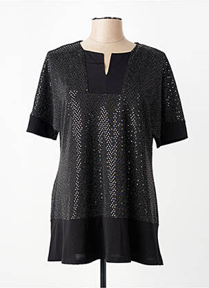 Tunique manches courtes coupe fluide noir VETISTYLE femme