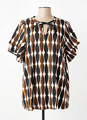 Tunique manches courtes col v marron ZHENZI femme