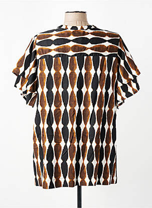 Tunique manches courtes col v marron ZHENZI femme