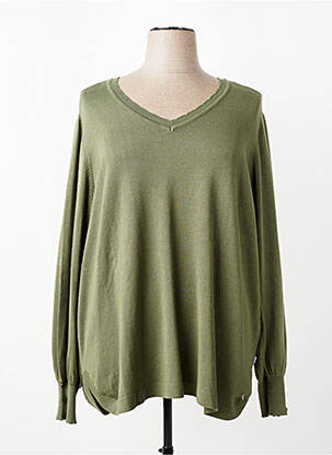 Pull col v manches longues vert ZHENZI femme