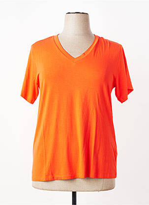 T-shirt col v manches courtes orange KAFFE femme