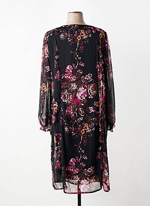 Robe mi-longue coupe fluide manches longues noir ZHENZI femme