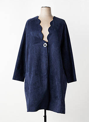 Manteau long coupe droite sans capuche bleu 2W PARIS femme