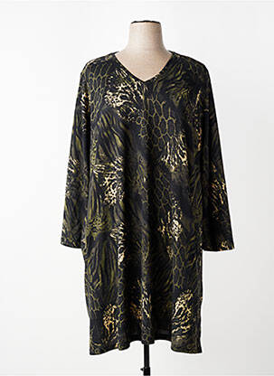 Robe mi-longue manches longues manches longues vert ZHENZI femme