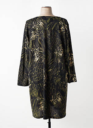 Robe mi-longue manches longues manches longues vert ZHENZI femme