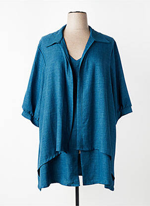 Tunique manches longues tissage crêpe bleu 2W PARIS femme