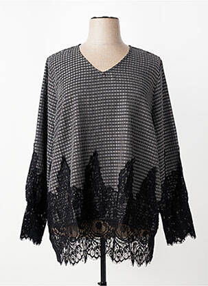 Tunique manches longues tissage crêpe gris ZHENZI femme