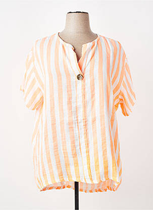 Tunique manches courtes col v orange NEW COLLECTION femme
