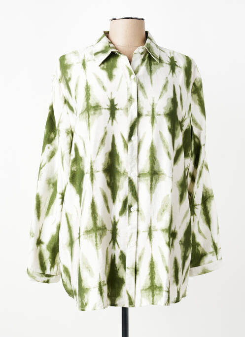 Chemisier tissage crêpe manches longues vert CHRISTY femme
