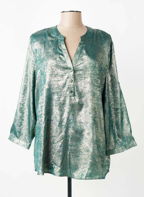 Tunique manches longues fermeture boutonnée sur le devant vert CHRISTY femme