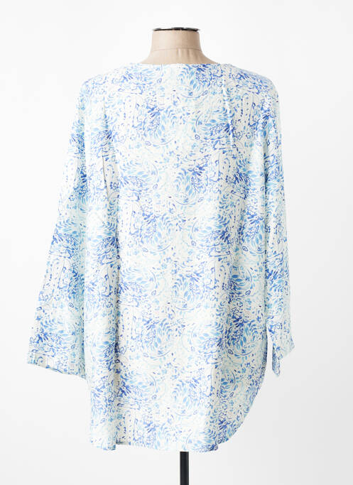 Tunique manches longues tissage crêpe bleu CHRISTY femme