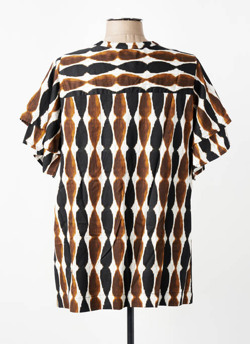 Tunique manches courtes col v marron ZHENZI femme