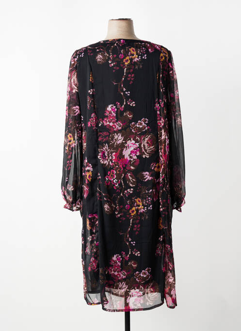 Robe mi-longue coupe fluide manches longues noir ZHENZI femme