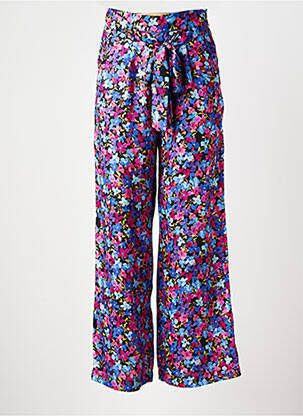 Pantalon large fermeture zip latéral taille normale bleu LEO & UGO femme