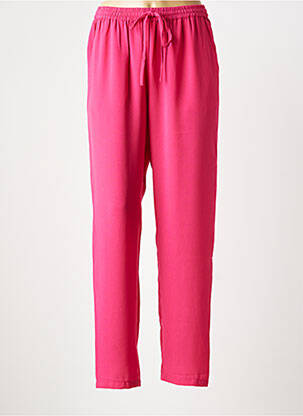 Pantalon droit tissage crêpe taille normale rose MD'M femme