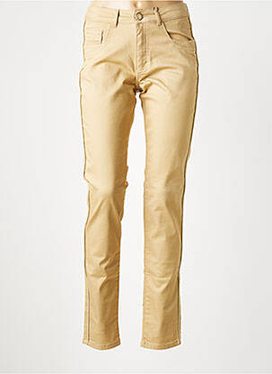 Pantalon slim tissage popeline taille normale beige PARA MI femme