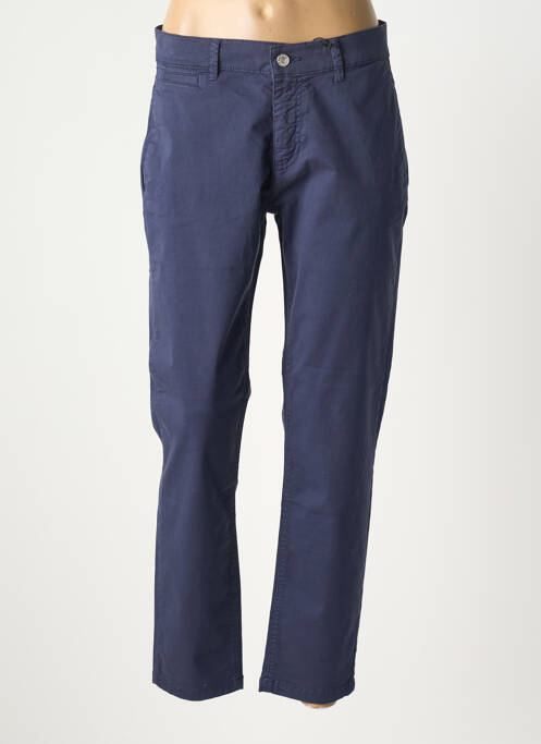 Pantalon chino tissage popeline taille normale bleu PARA MI femme