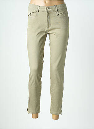 Pantalon 7/8 stretch taille normale vert PARA MI femme