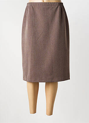 Jupe mi-longue coupe droite marron FRANCE RIVOIRE femme